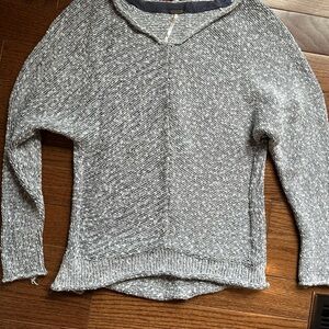 Free People Gray V-Neck Sweater Cozy Knit